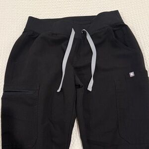 FIGS Black Technical Joggers with Gray Tag